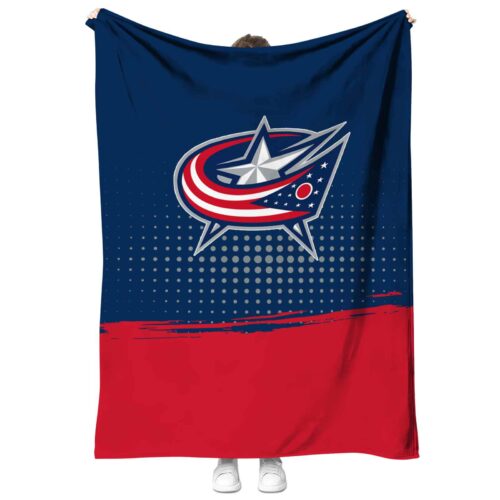 columbus blue jackets gradient dots navy blue blanket best selling