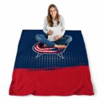 columbus blue jackets gradient dots navy blue blanket high quality