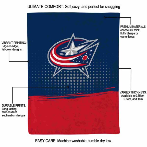 columbus blue jackets gradient dots navy blue blanket new arrival
