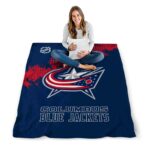 columbus blue jackets grunge texture navy blue blanket high quality