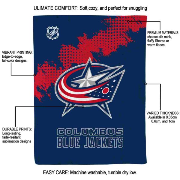 columbus blue jackets grunge texture navy blue blanket new arrival
