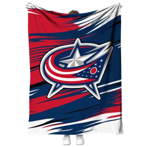 columbus blue jackets paint streaks navy blue white blanket best selling