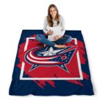 columbus blue jackets splatter effect navy blue blanket high quality