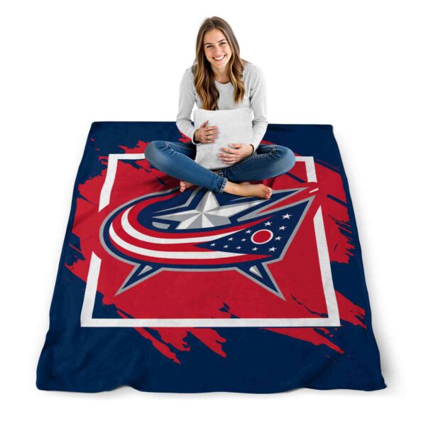 columbus blue jackets splatter effect navy blue blanket high quality