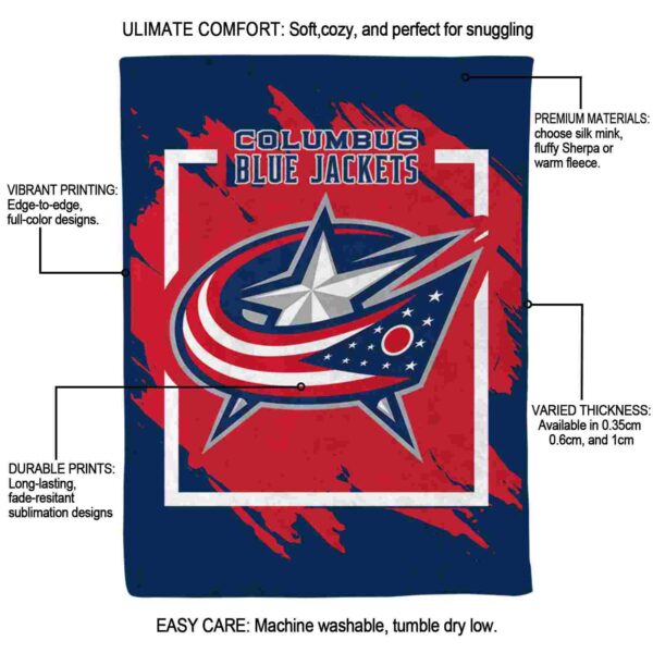 columbus blue jackets splatter effect navy blue blanket new arrival
