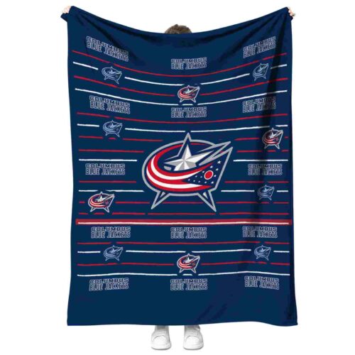 columbus blue jackets striped pattern navy blue blanket best selling