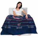 columbus blue jackets striped pattern navy blue blanket best selling