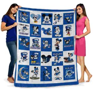 creighton bluejays mickey minnie blue white blanket fashion forward