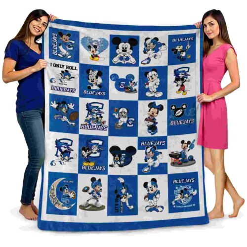 creighton bluejays mickey minnie blue white blanket fashion forward