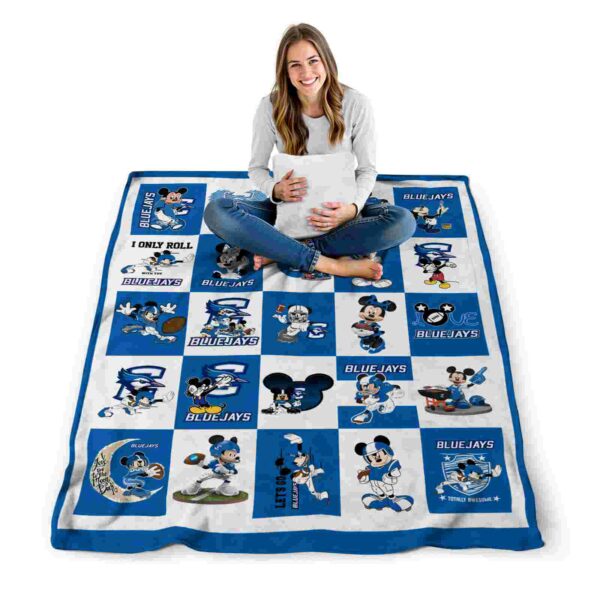 creighton bluejays mickey minnie blue white blanket high quality