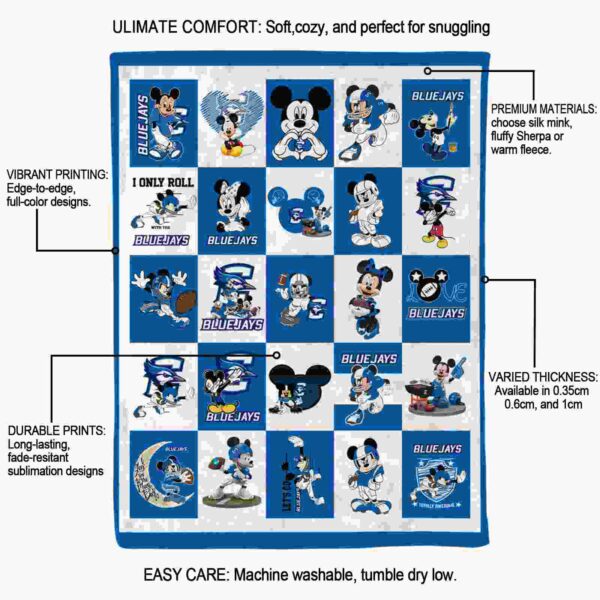 creighton bluejays mickey minnie blue white blanket new arrival