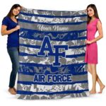 custom air force falcons floral stripes blue white blanket best selling