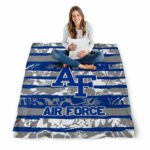 custom air force falcons floral stripes blue white blanket best selling