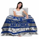 custom air force falcons floral stripes blue white blanket best selling