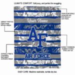 custom air force falcons floral stripes blue white blanket best selling