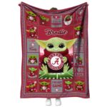 custom alabama crimson tide baby yoda crimson blanket best selling