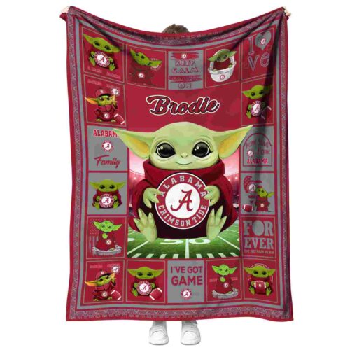 custom alabama crimson tide baby yoda crimson blanket best selling