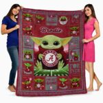 custom alabama crimson tide baby yoda crimson blanket best selling