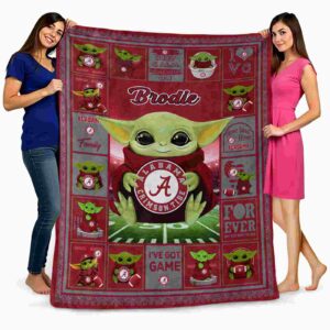 custom alabama crimson tide baby yoda crimson blanket fashion forward
