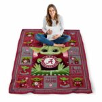 custom alabama crimson tide baby yoda crimson blanket best selling