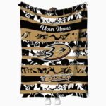 custom anaheim ducks floral stripes gold white blanket best selling