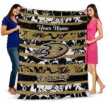 custom anaheim ducks floral stripes gold white blanket best selling