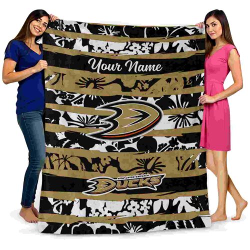custom anaheim ducks floral stripes gold white blanket fashion forward