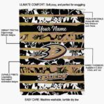 custom anaheim ducks floral stripes gold white blanket best selling