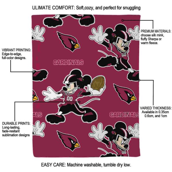 custom arizona cardinals mickey red blanket new arrival