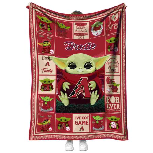 custom arizona diamondbacks baby yoda red blanket best selling