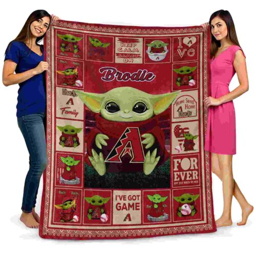 custom arizona diamondbacks baby yoda red blanket fashion forward