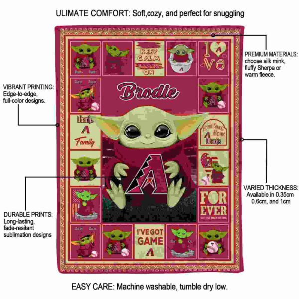 custom arizona diamondbacks baby yoda red blanket new arrival