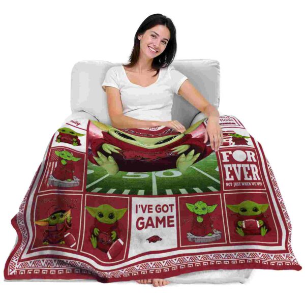 custom arkansas razorbacks baby yoda red blanket latest model