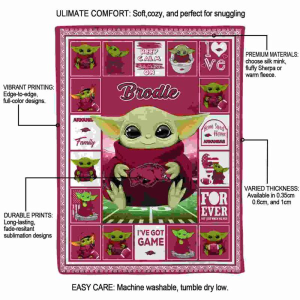 custom arkansas razorbacks baby yoda red blanket new arrival