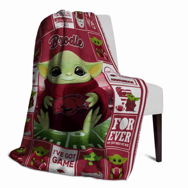 custom arkansas razorbacks baby yoda red blanket top rated