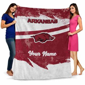 custom arkansas razorbacks grunge streaks red blanket fashion forward