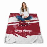 custom arkansas razorbacks grunge streaks red blanket high quality