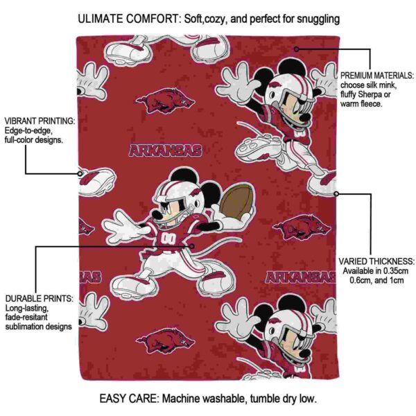 custom arkansas razorbacks mickey red blanket new arrival