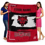 custom arkansas state red wolves paint strokes scarlet white blanket best selling