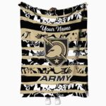 custom army black knights floral stripes gold white blanket best selling