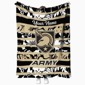 custom army black knights floral stripes gold white blanket best selling