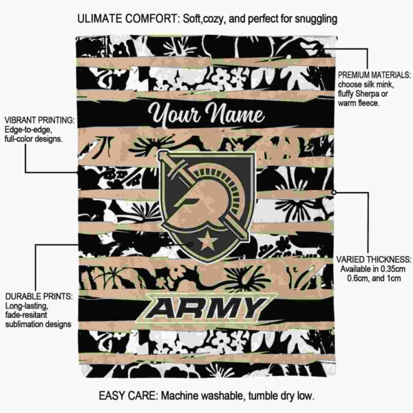 custom army black knights floral stripes gold white blanket new arrival