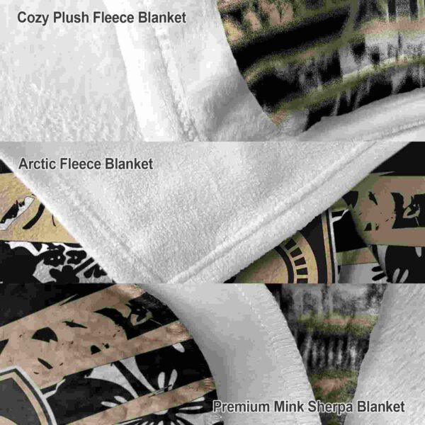custom army black knights floral stripes gold white blanket premium grade