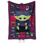 custom atlanta braves baby yoda navy blanket best selling