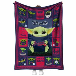 custom atlanta braves baby yoda navy blanket best selling