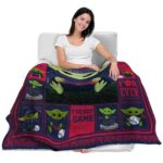 custom atlanta braves baby yoda navy blanket best selling