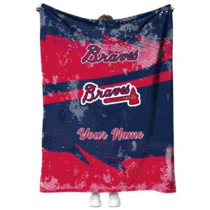 custom atlanta braves grunge streaks navy blanket best selling