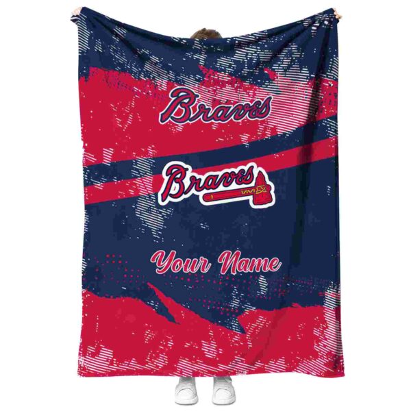 custom atlanta braves grunge streaks navy blanket best selling
