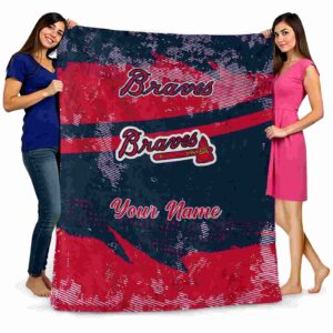 custom atlanta braves grunge streaks navy blanket fashion forward