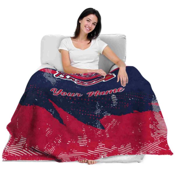 custom atlanta braves grunge streaks navy blanket latest model